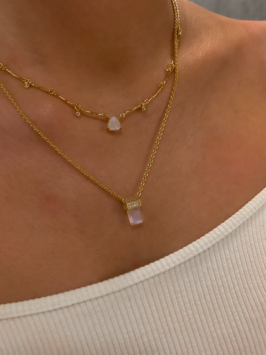 Raw Ethereal moonstone necklace gold
