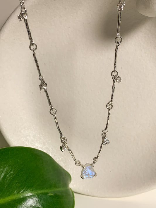 Raw Ethereal moonstone necklace silver