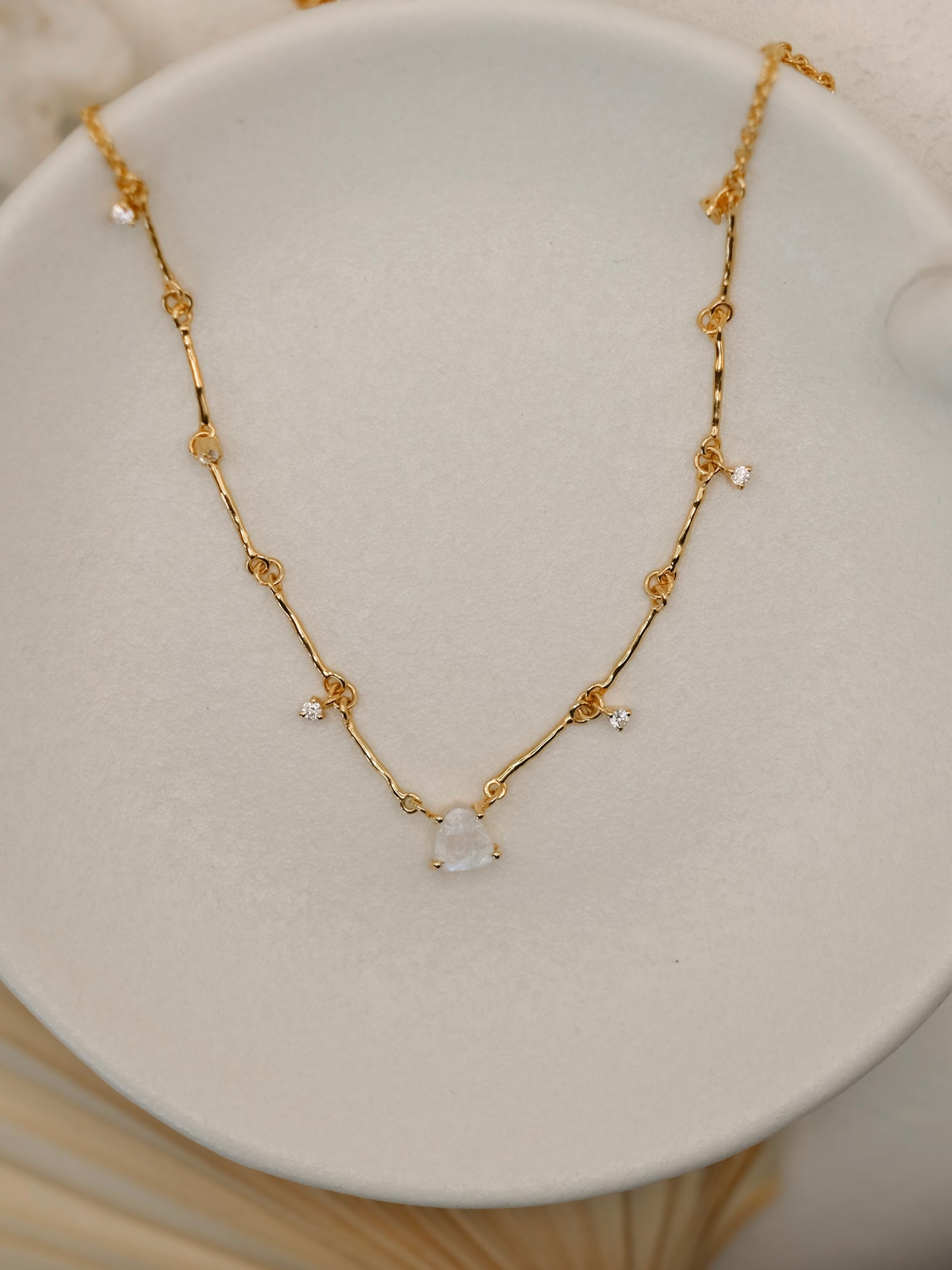 Raw Ethereal moonstone necklace gold