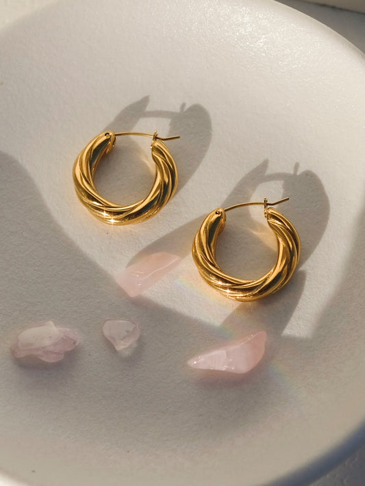 Twisted gold hoops