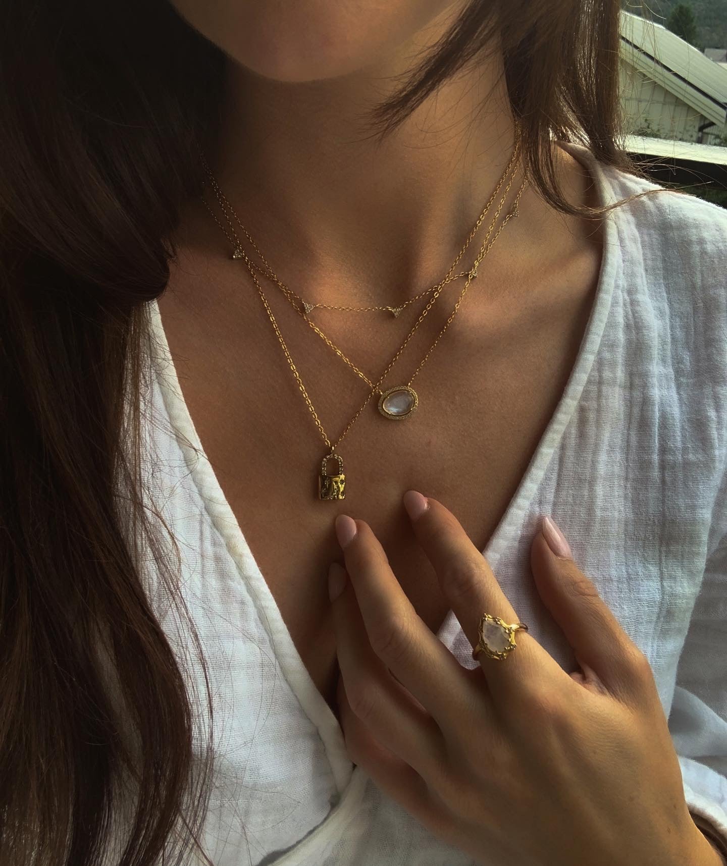 Mini triangle orb necklace